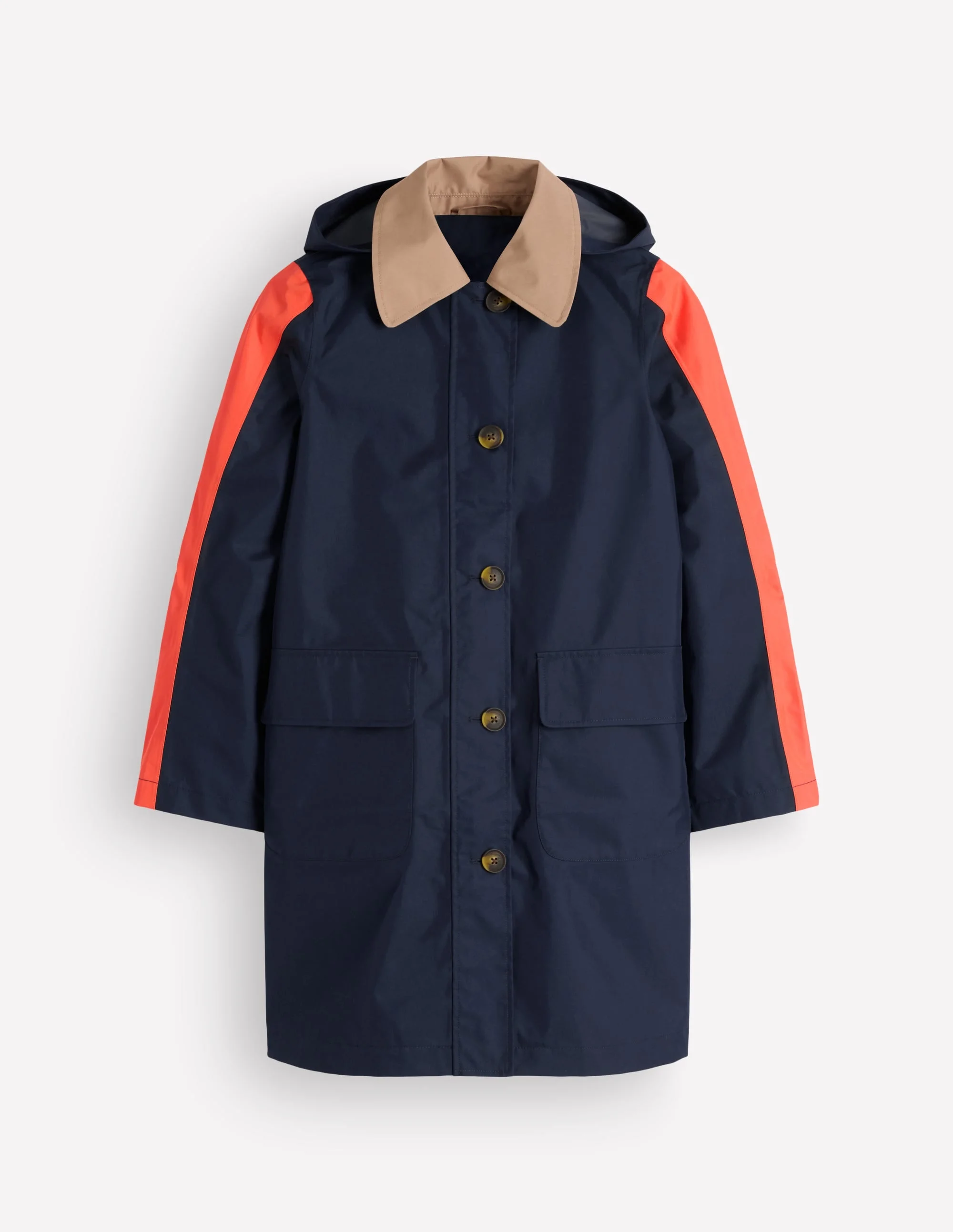 Colour block Raincoat-Navy - 1
