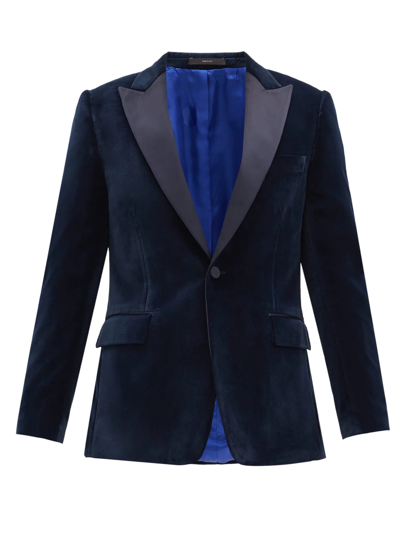 Single-breasted satin-lapel velvet Soho-fit jacket - 1