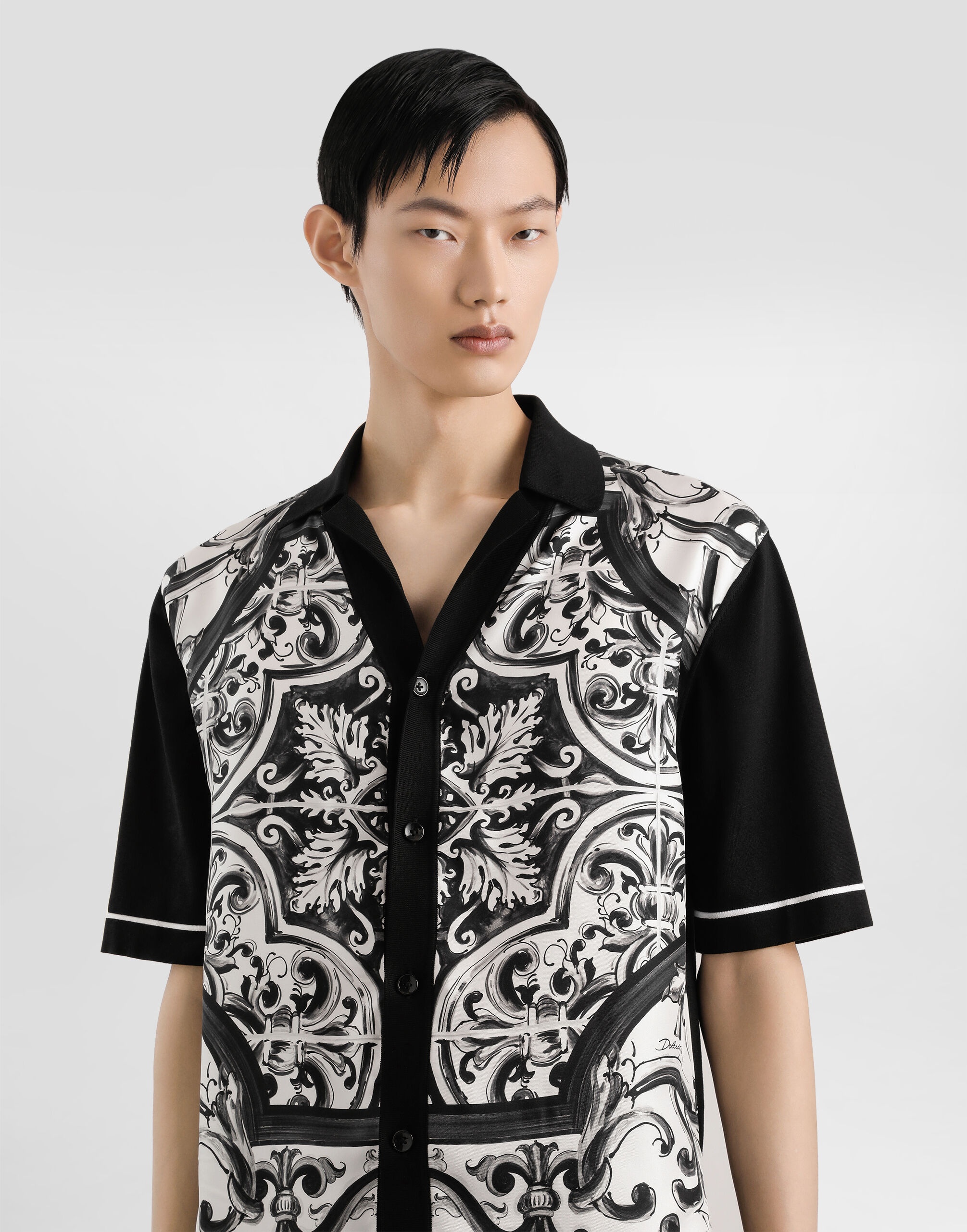 Majolica-print oversized shirt - 4