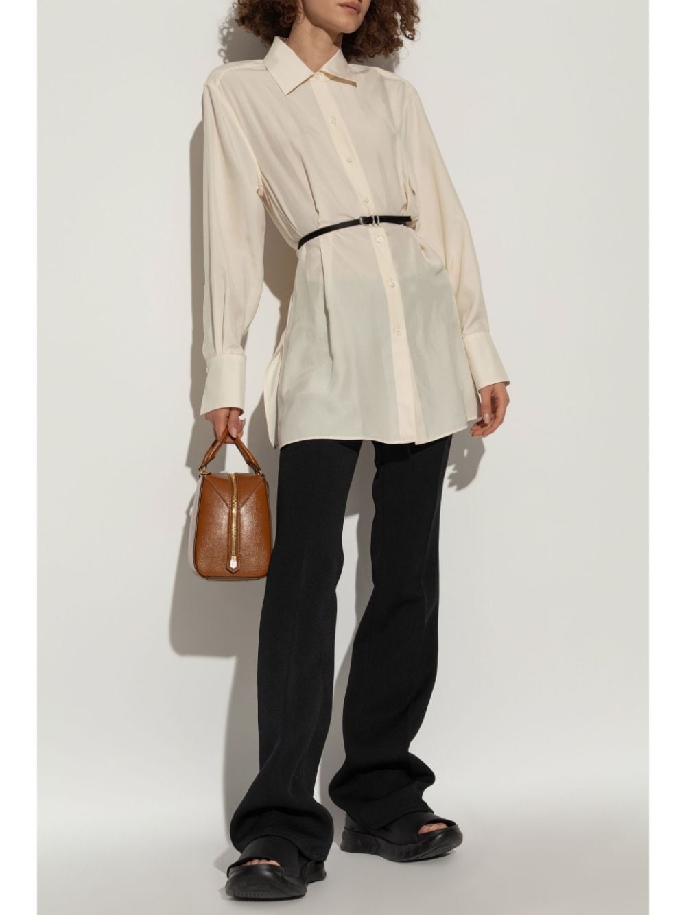 belted silk shirt - 2