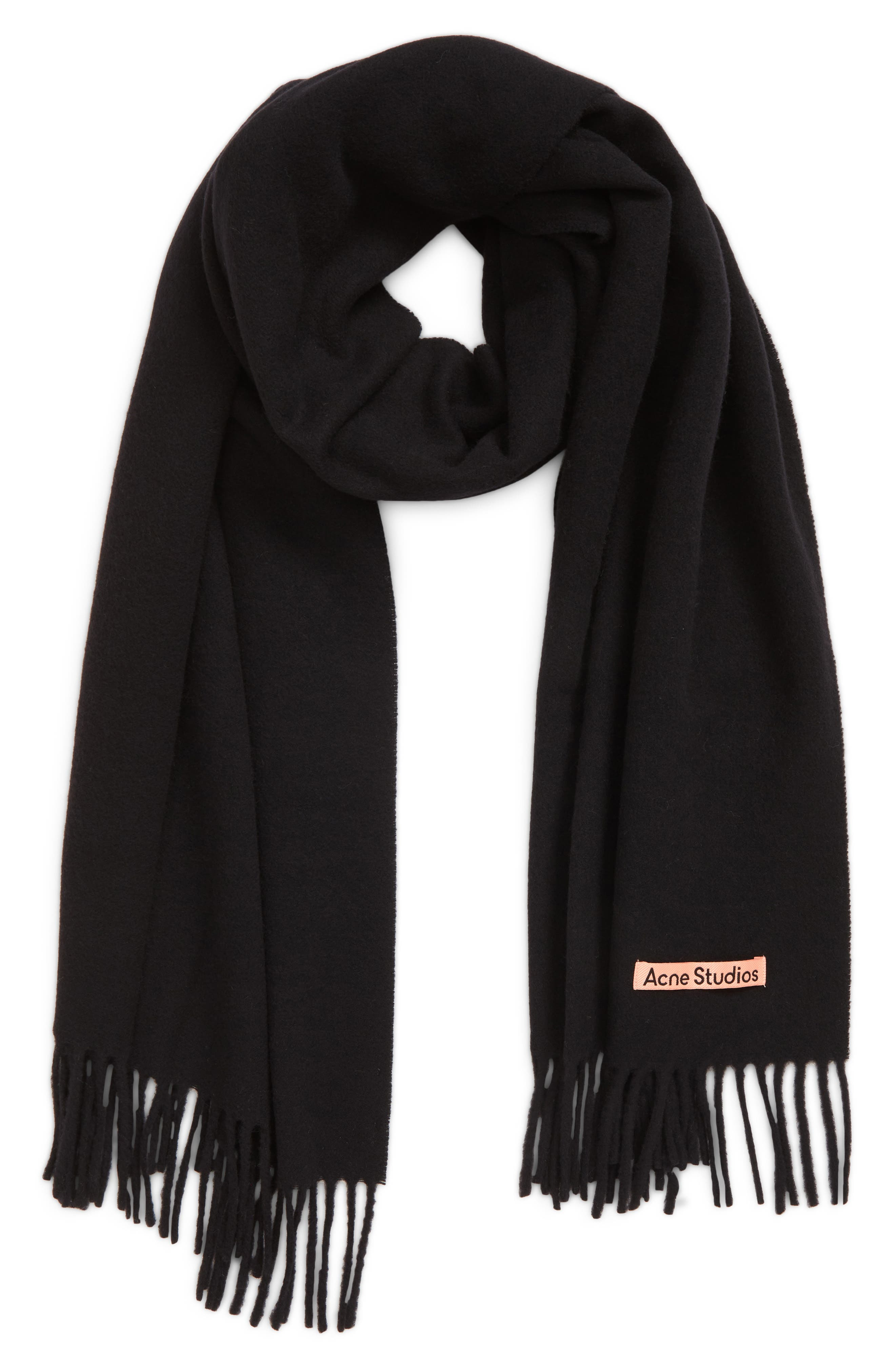 Acne Studios Fringe Wool Scarf in Black at Nordstrom - 3