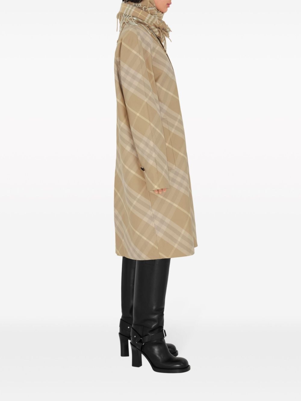 Car reversible check-print coat - 3