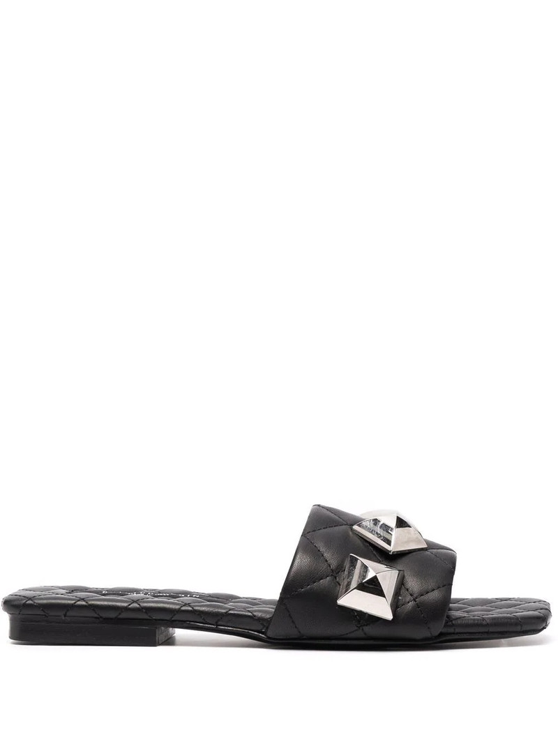 flat studded matelassè sandals 1