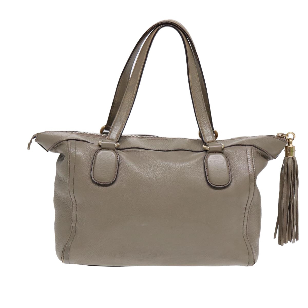 GUCCI Hand Bag Leather Gray Gold - 2