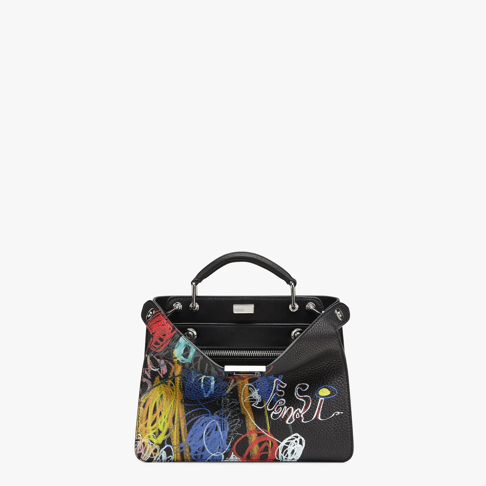 Leather bag with multicolor print - 1