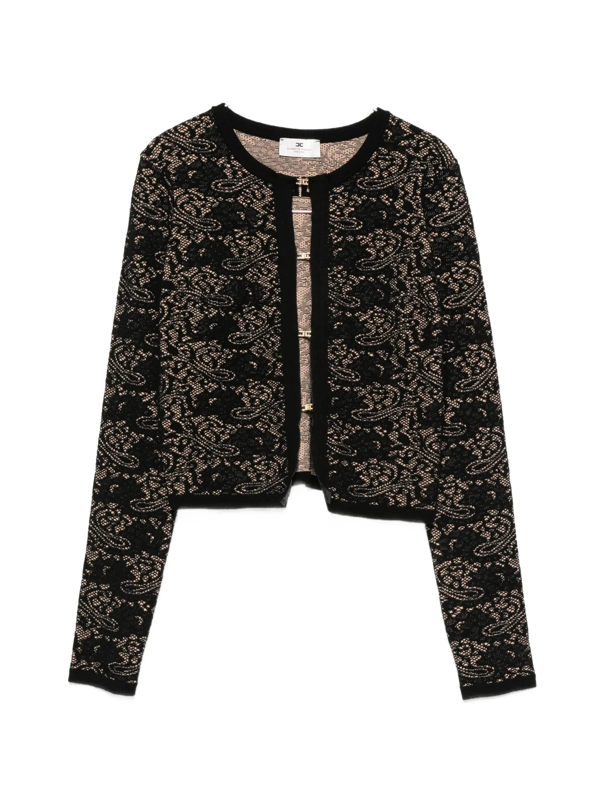 Elisabetta Franchi Lace-pattern Logo-plaque Sweater - 1