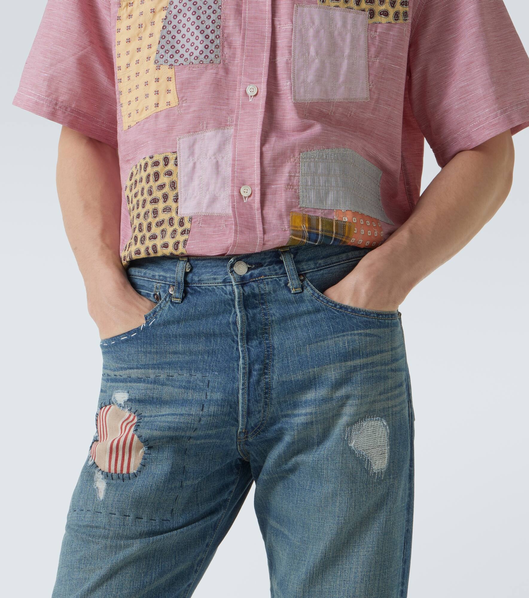 x Levi's® patchwork straight jeans - 5