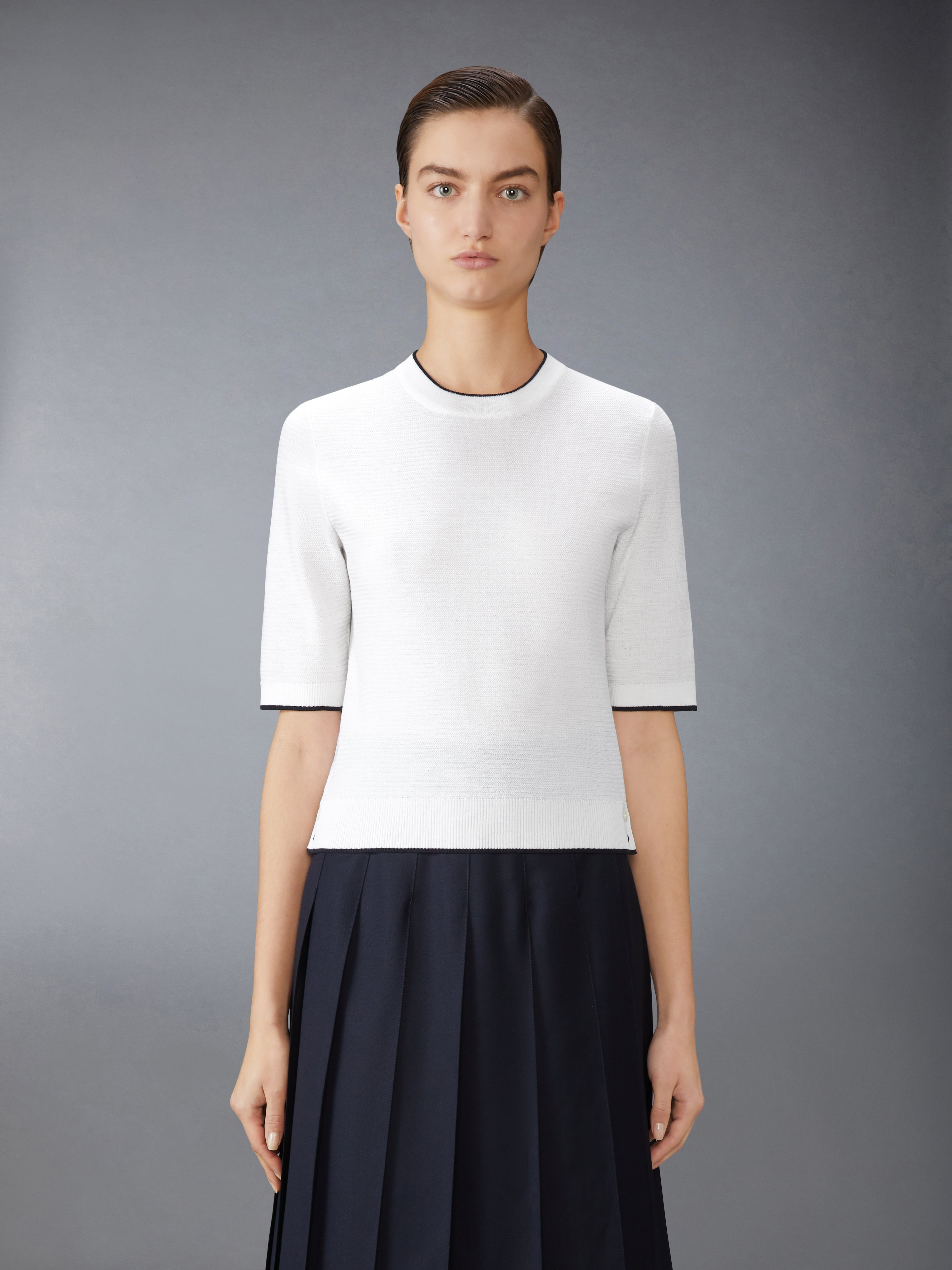 WOOL CREPE 4-BAR TEE - 2
