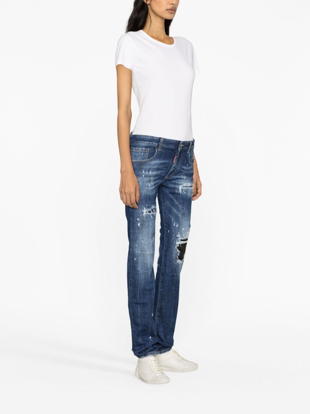 mid-rise distressed jeans - 3