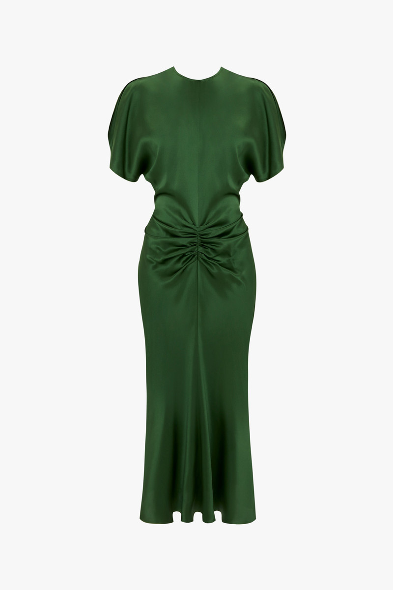 light green easter dress Victoria Beckham Twist Waist Gown In Stone - 8