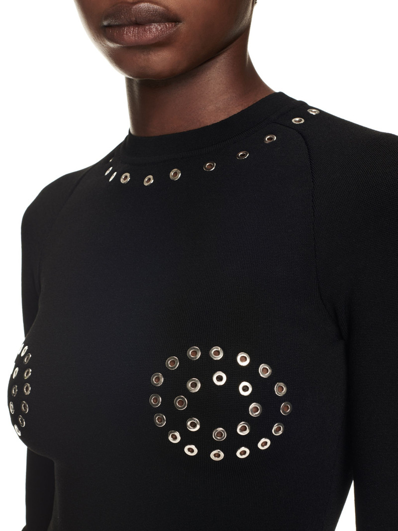 Eyelets Pleated Mini Dress 5