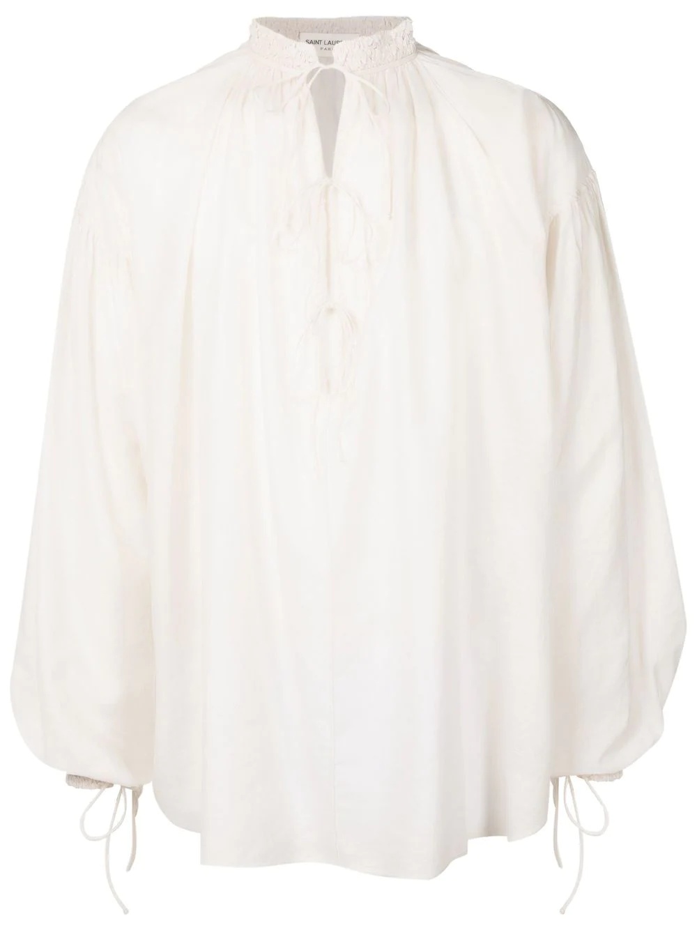 puff-sleeve sheer blouse - 1