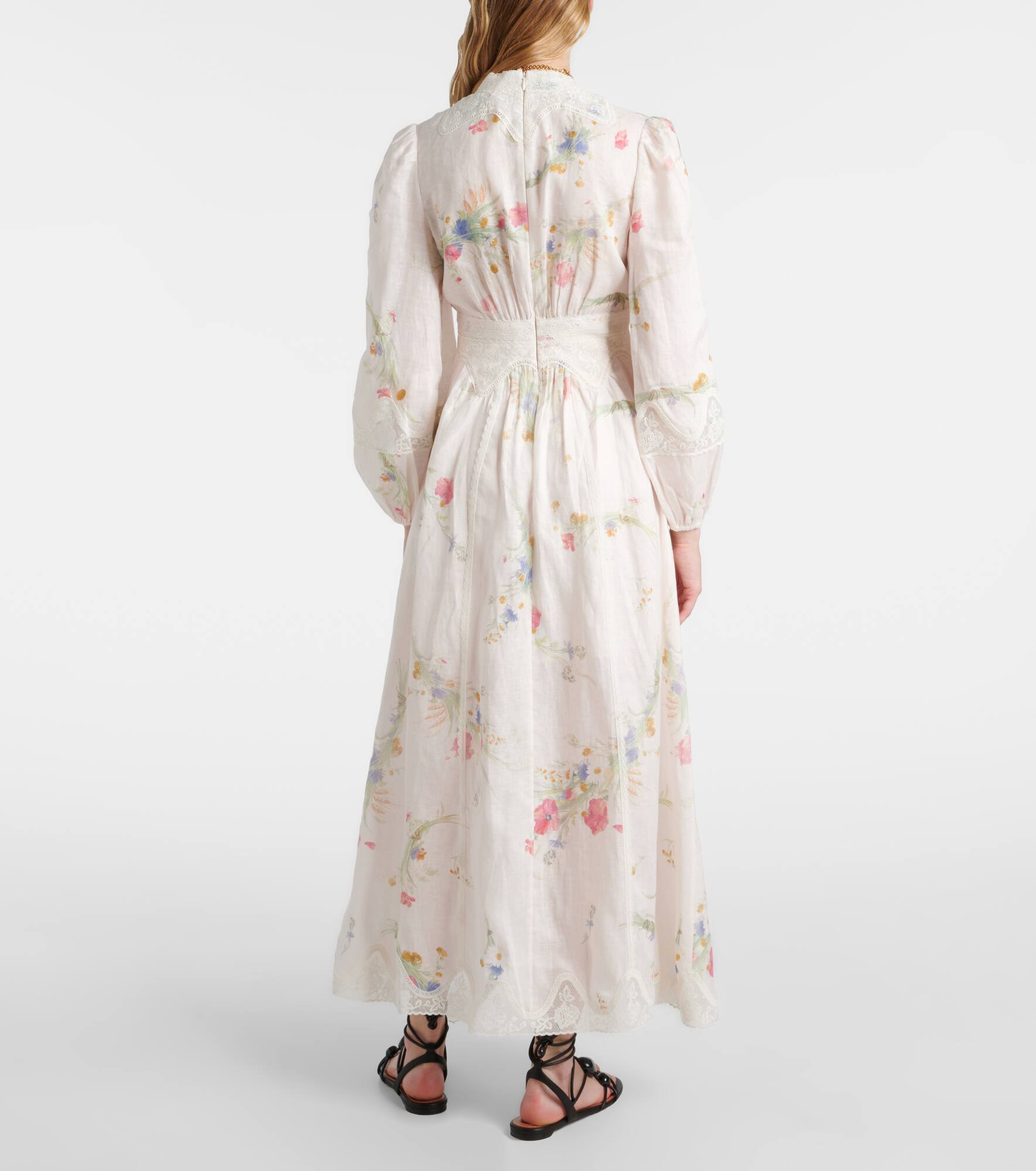 Lucky floral linen lace maxi dress - 3
