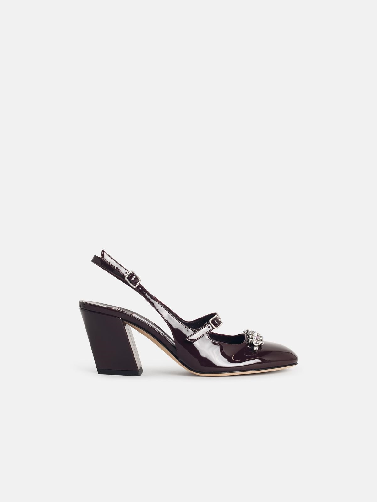 'BELINDA' DEEP MERLOT LEATHER SLINGBACKS - 1