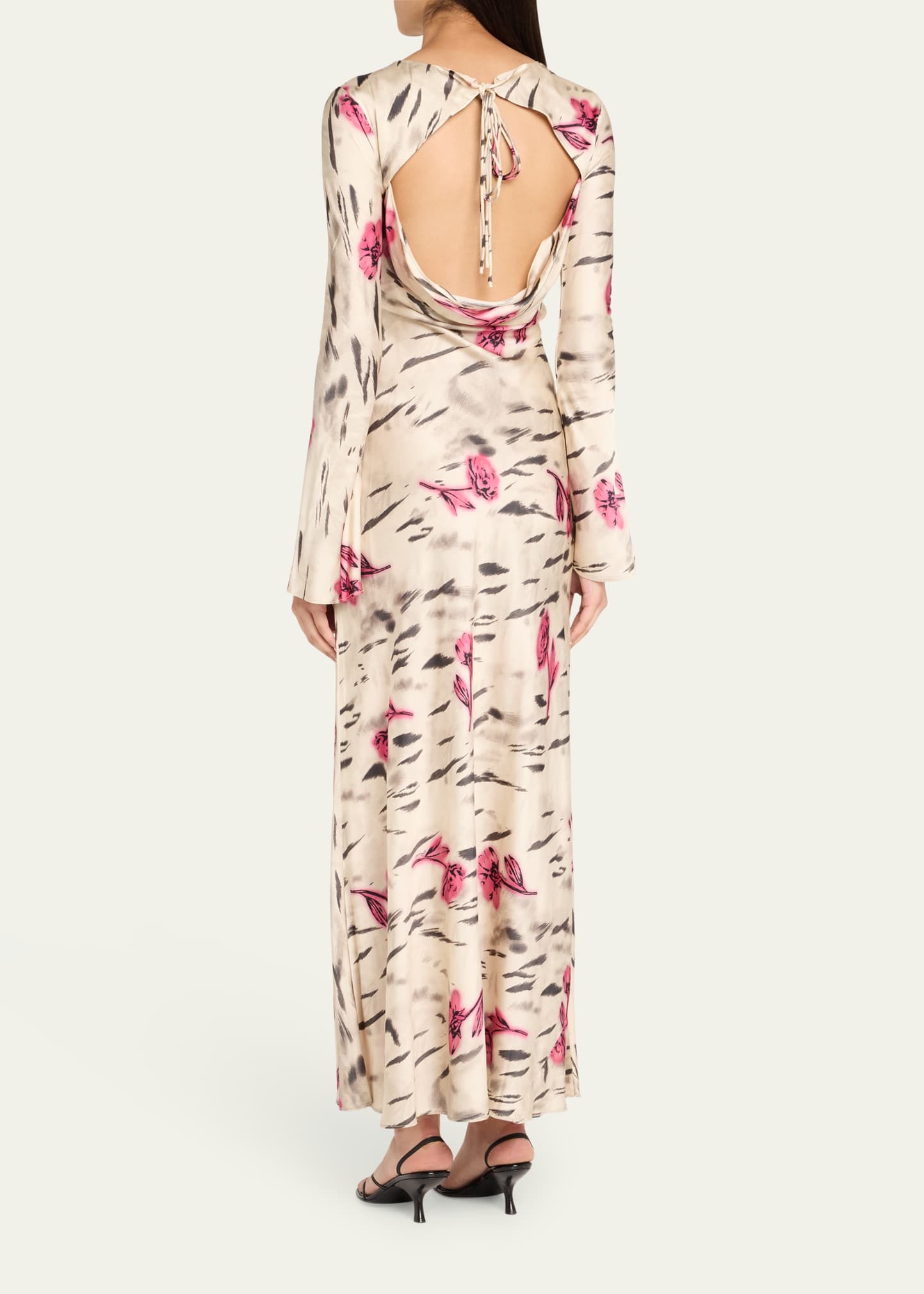Open-Back Stretch Satin Maxi Dress - 3