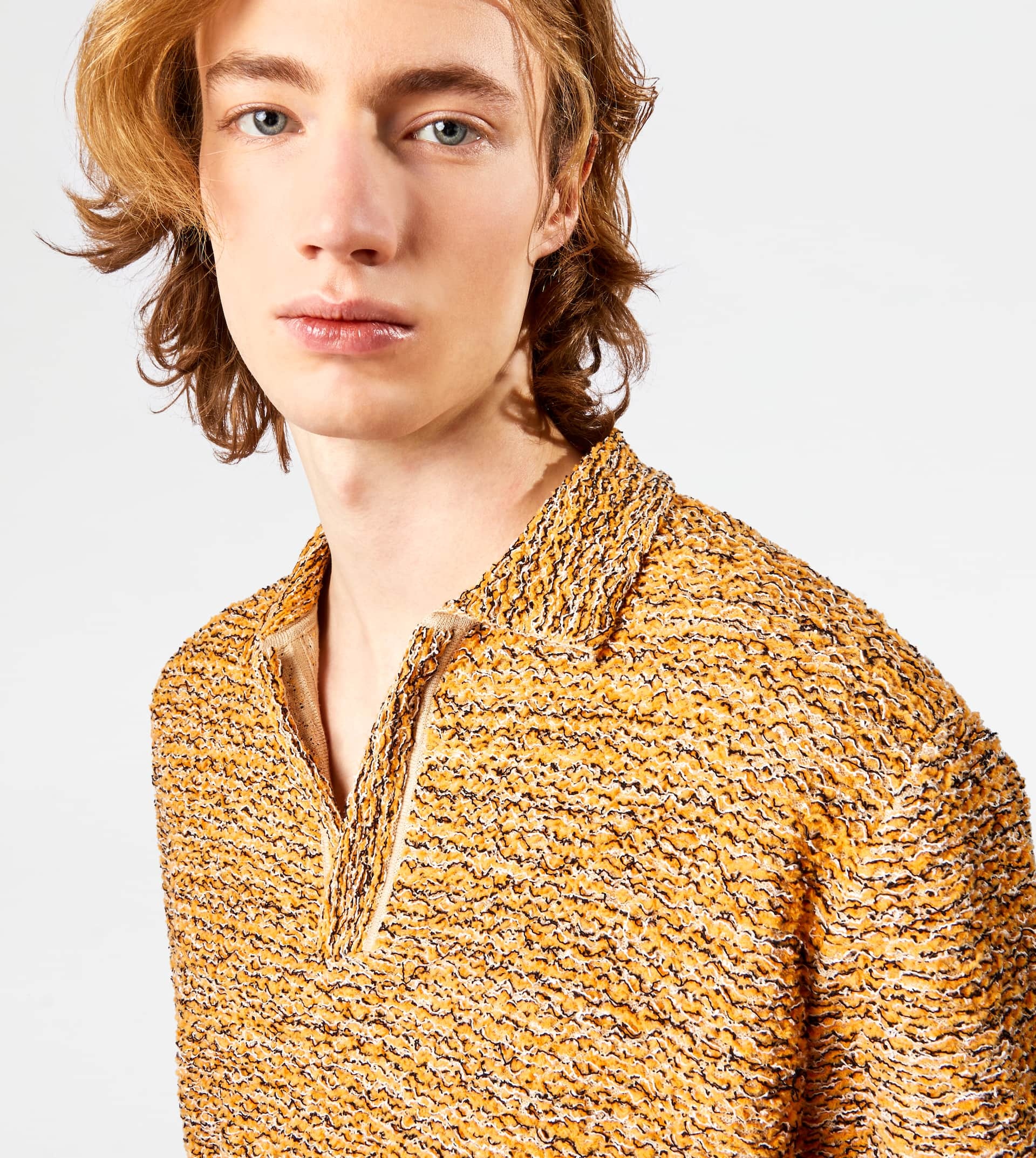 POLO SHIRT IN BOUCLÉ KNIT - ORANGE - 2