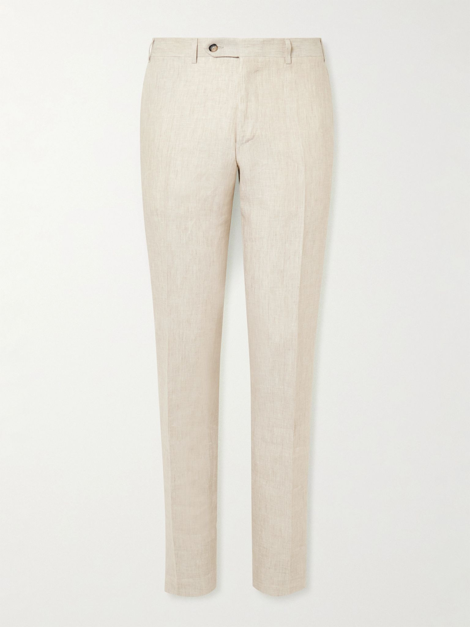 Slim-Fit Straight-Leg Linen Suit Trousers Beige - 1