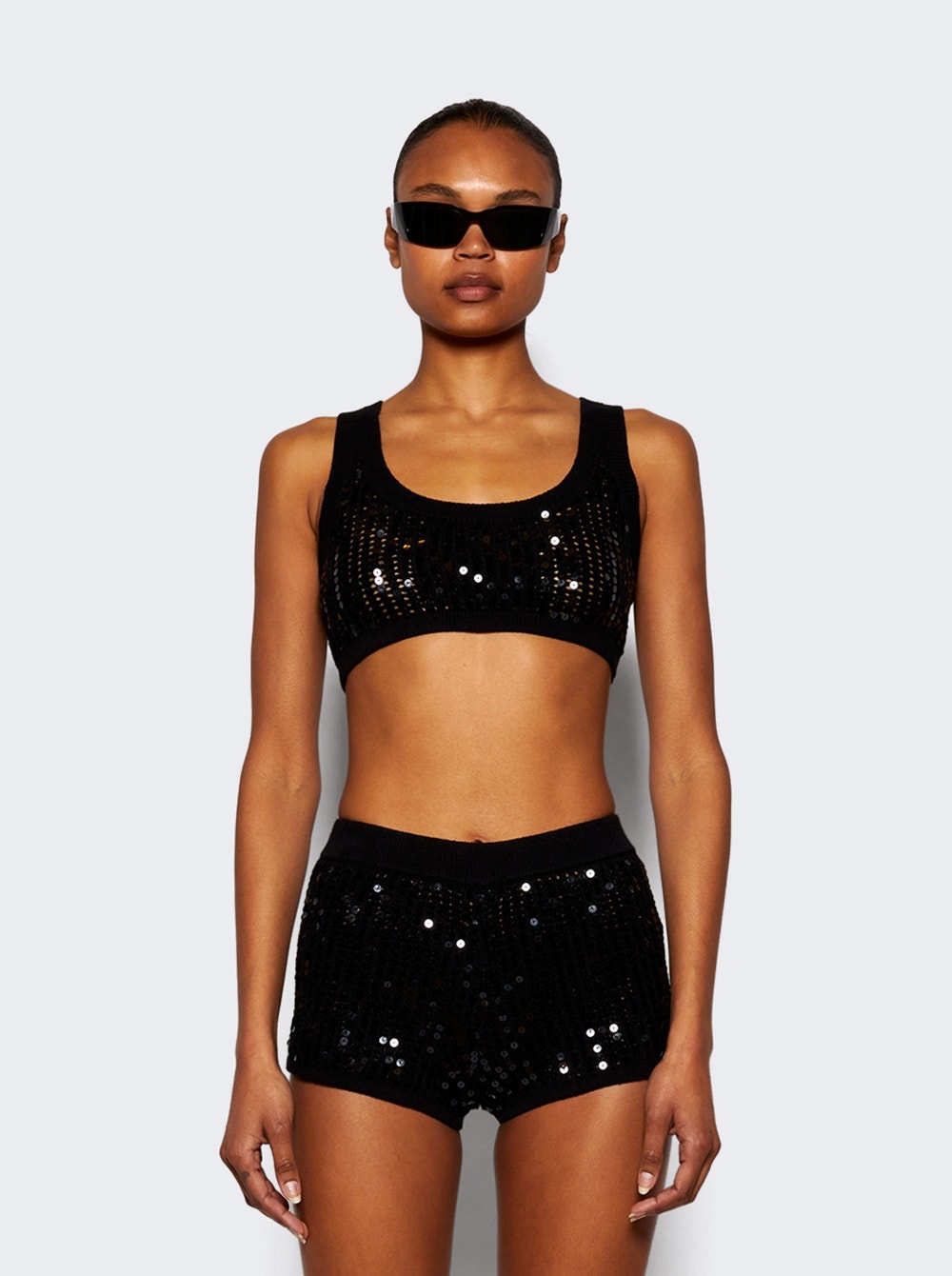 Sequin Crop Knit Top Black - 3