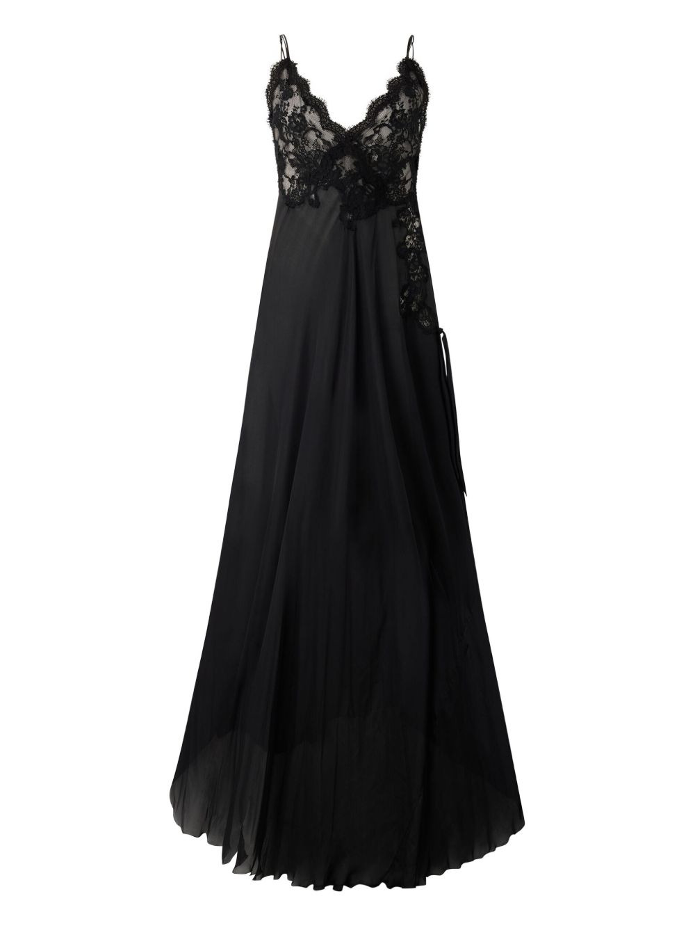 lace-panelled silk maxi evening dress - 1