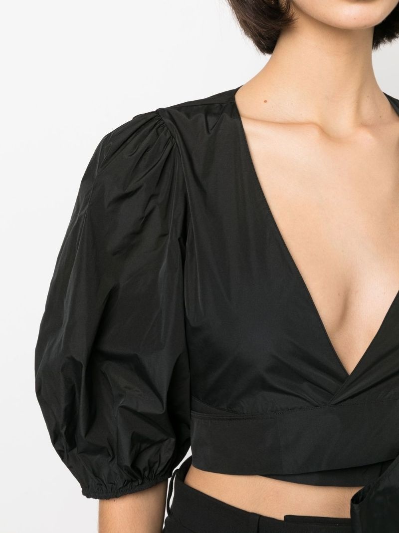 V-neck cropped wrap blouse - 5
