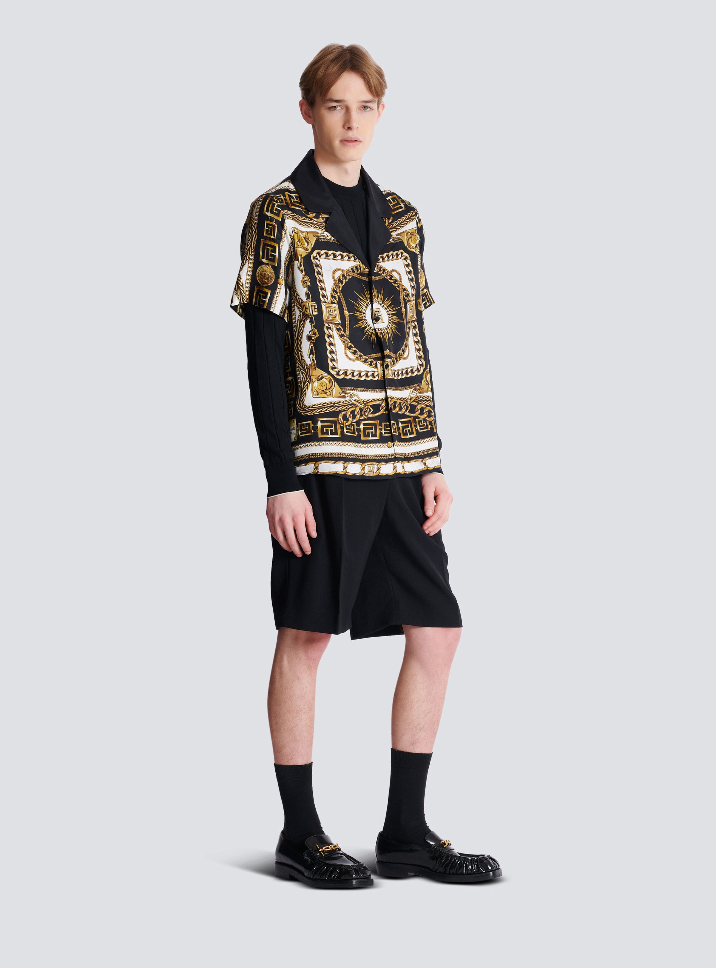 Printed pyjama shirt with Foulard Chaînes pattern - 3