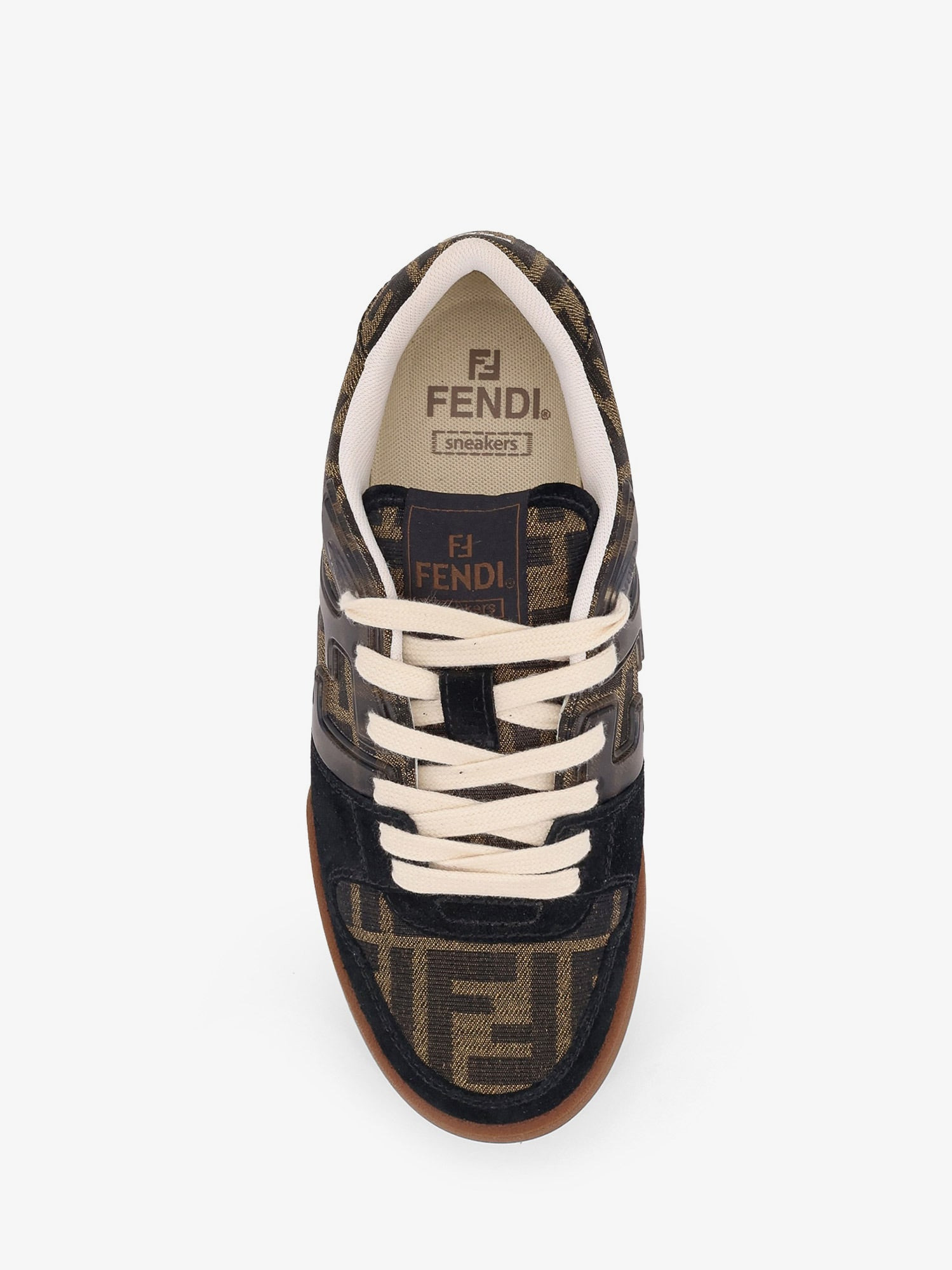 Fendi Match Suede Sneakers With Jacquard Ff Fabric Inserts - 5
