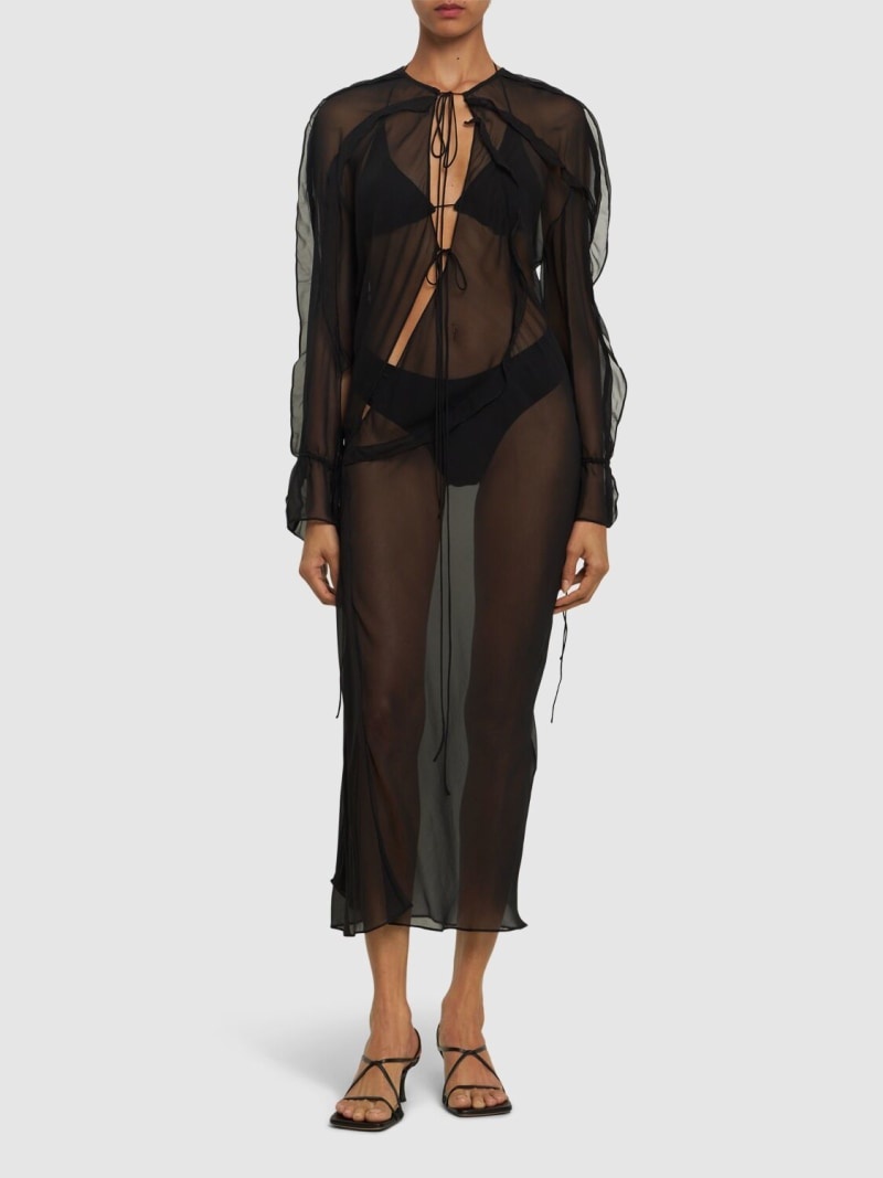 Ruffled sheer long sleeve dress - 2