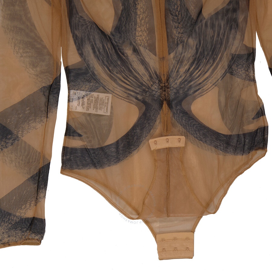 Burberry Ladies Mermaid Tail-Print Tulle Long Sleeve Bodysuit - 7