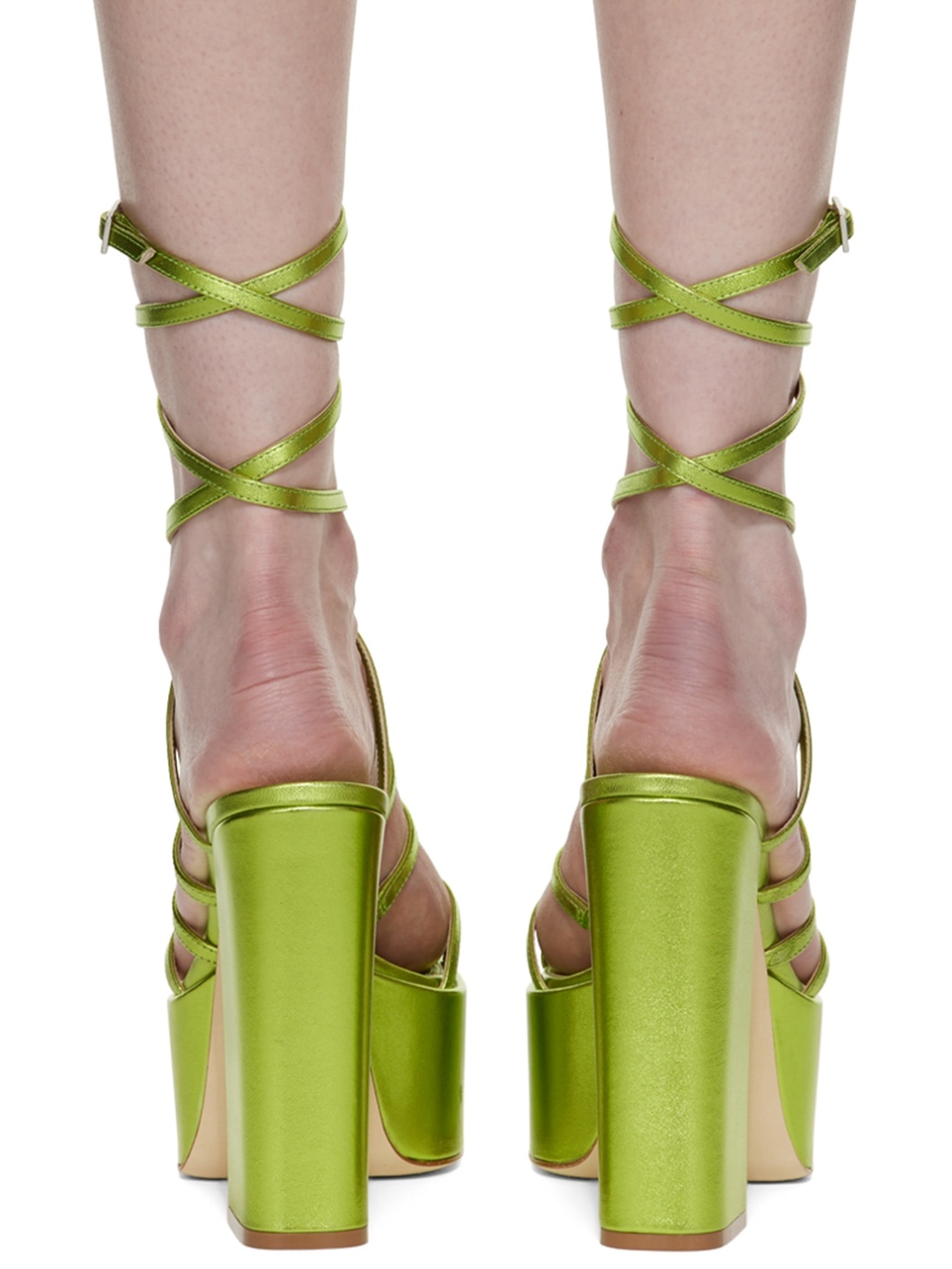 Green Evita Platform Sandals - 2