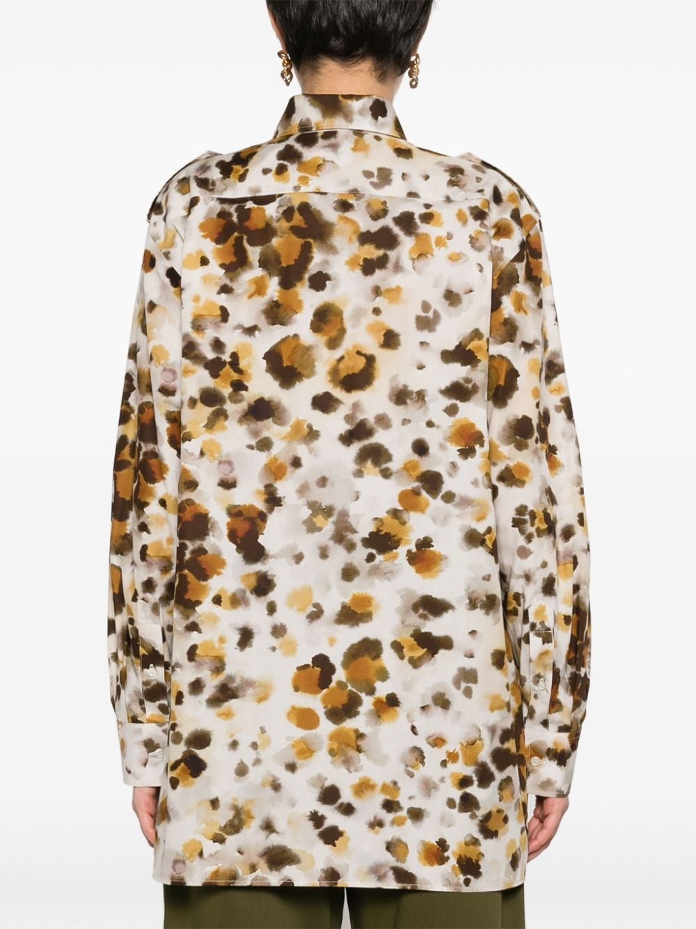 watercolour-print cotton shirt - 4