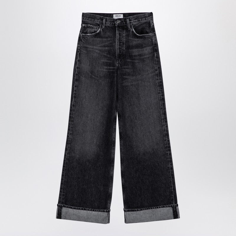 DAME DARK GREY WIDE RIBBED DENIM JEANS - 1
