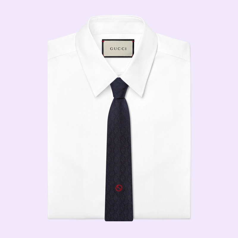 GUCCI Geometric G silk jacquard tie outlook
