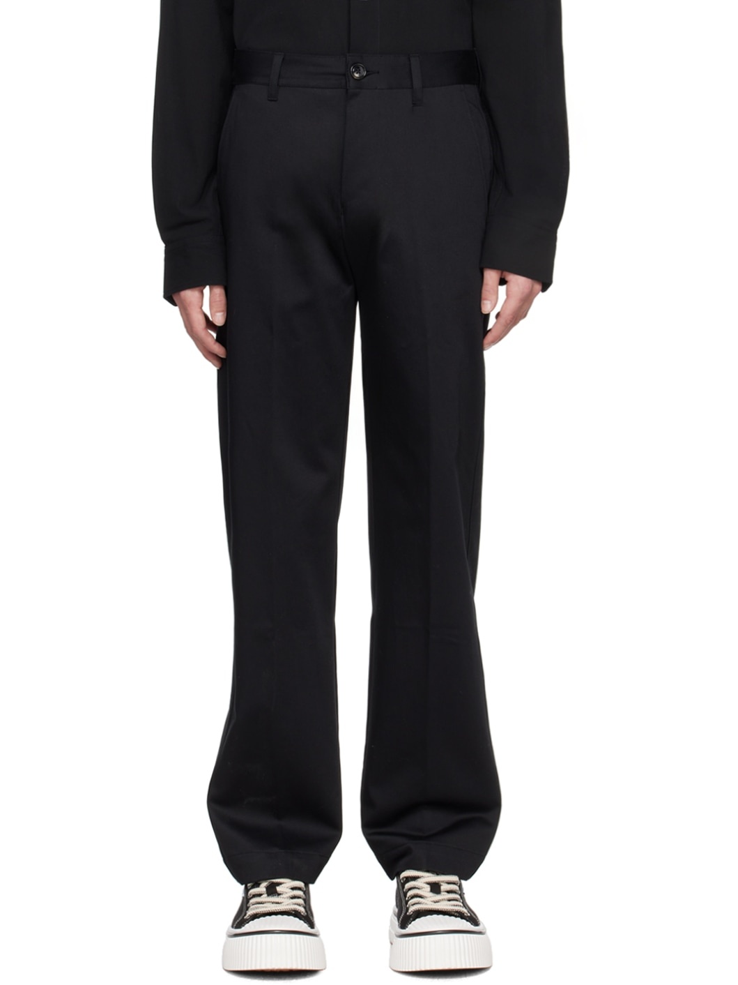 Black Button-Fly Trousers - 1