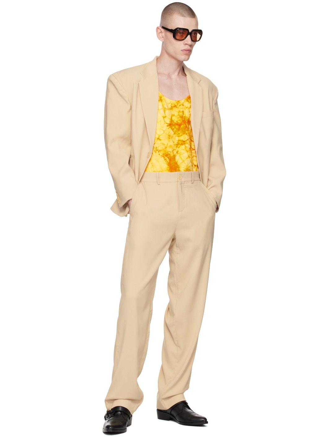Beige Four-Pocket Trousers - 4