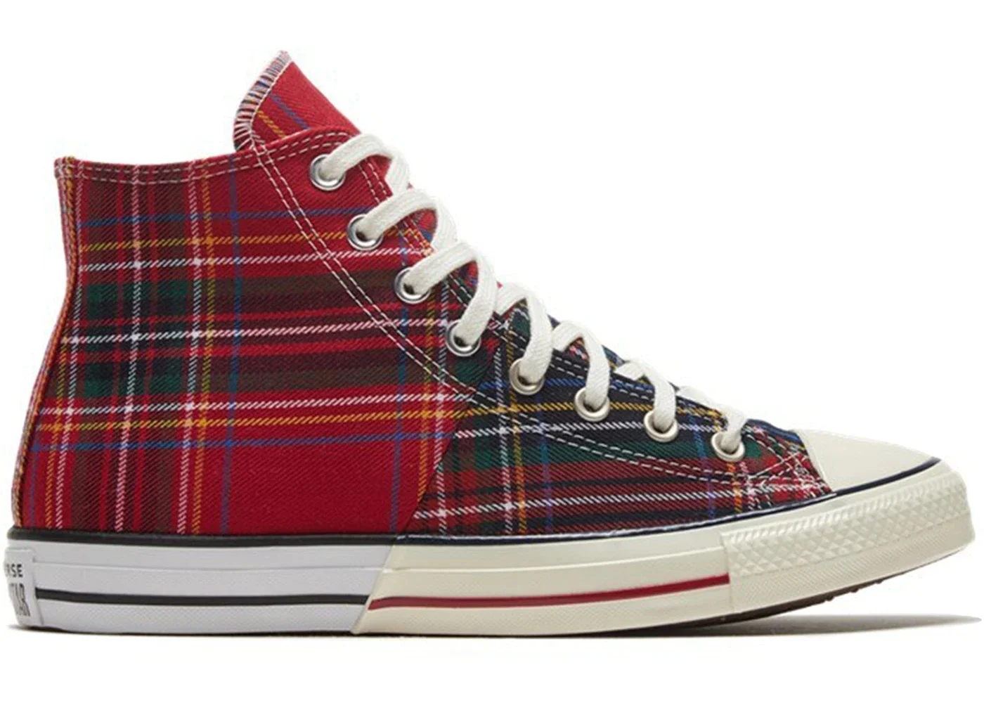 Converse Chuck Taylor All Star Hi Tartan Red Green Split - 1