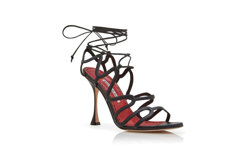 Black Nappa Leather Strappy Sandals 3