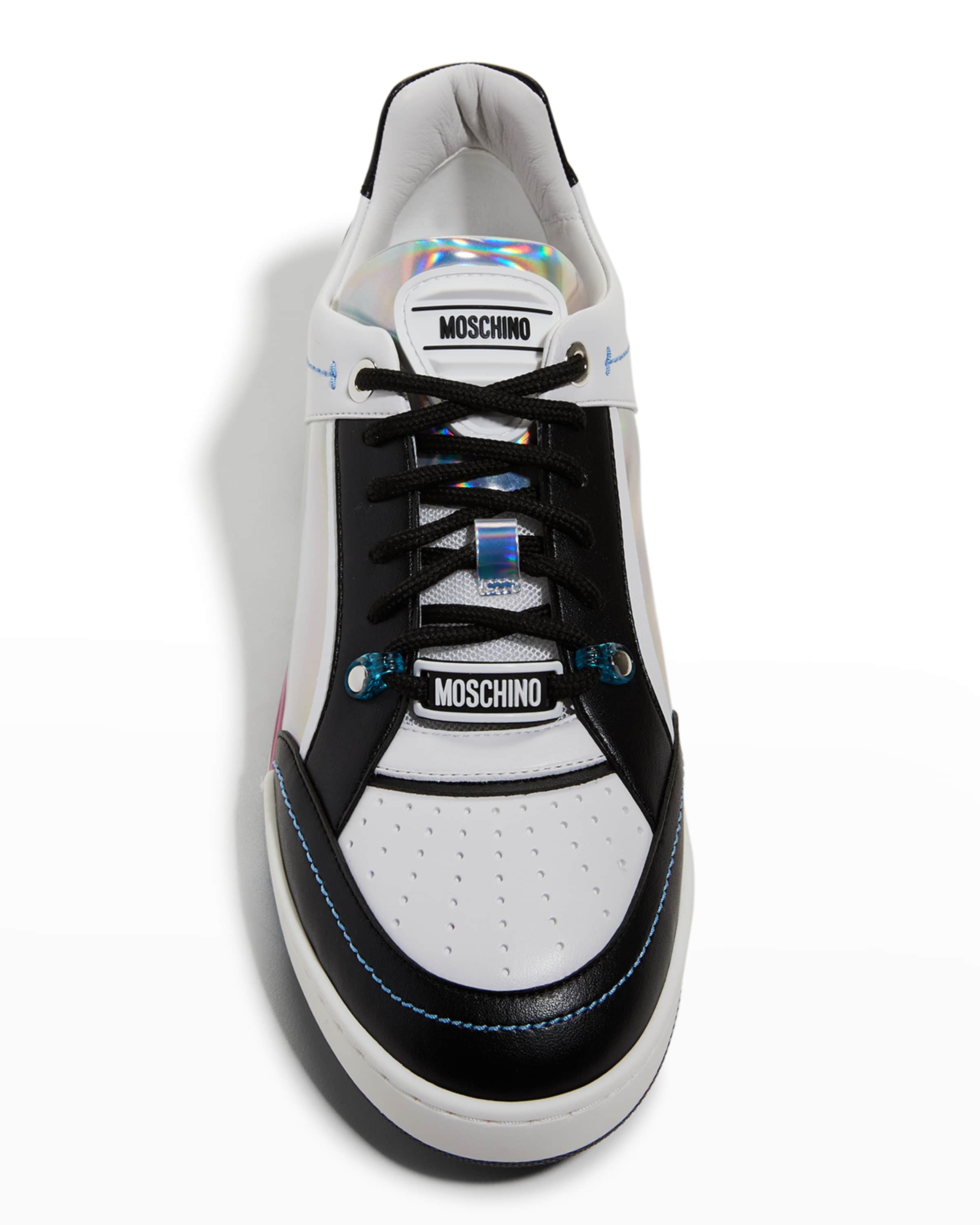 Men's Iridescent Colorblock Leather Low-Top Sneakers - 5