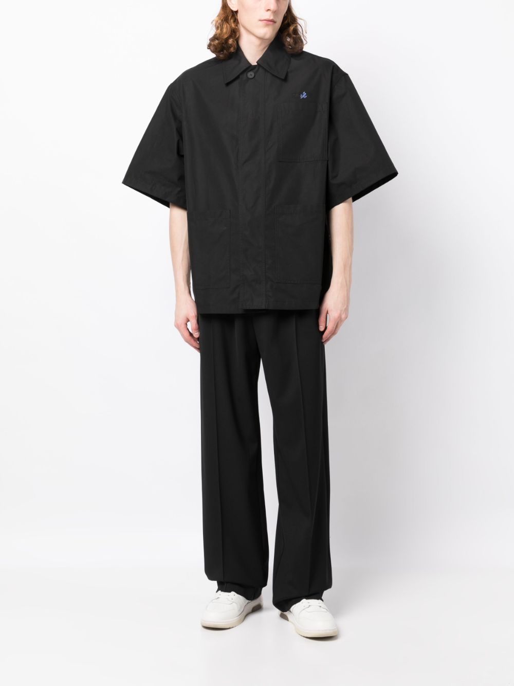 logo-embroidered cotton shirt - 2