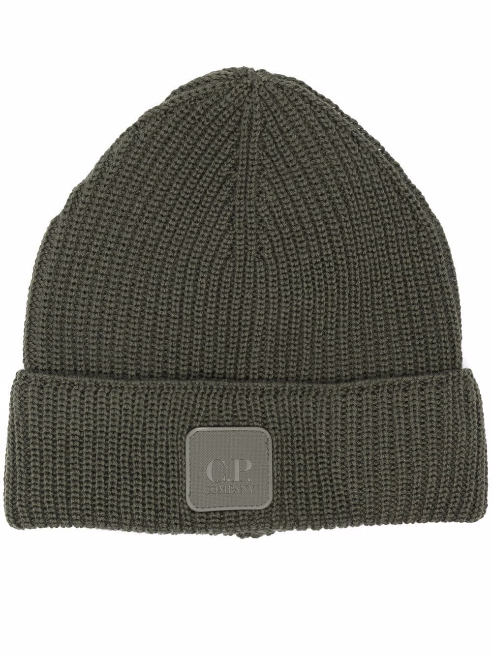 logo-patch wool beanie - 1