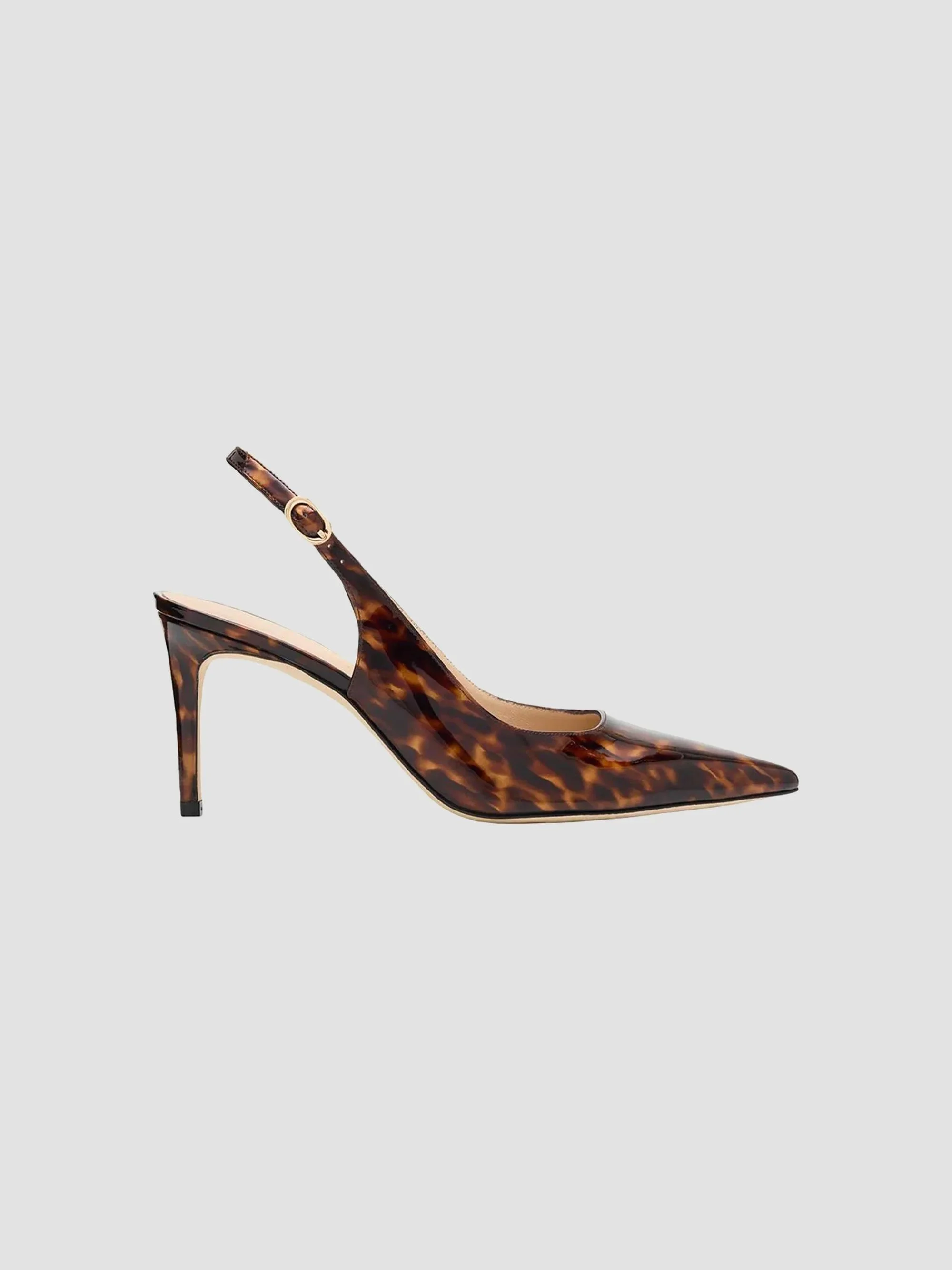 Women's Stuart Power 75MM Tortoiseshell Patent Leather Slingback Pumps - Classic - 1