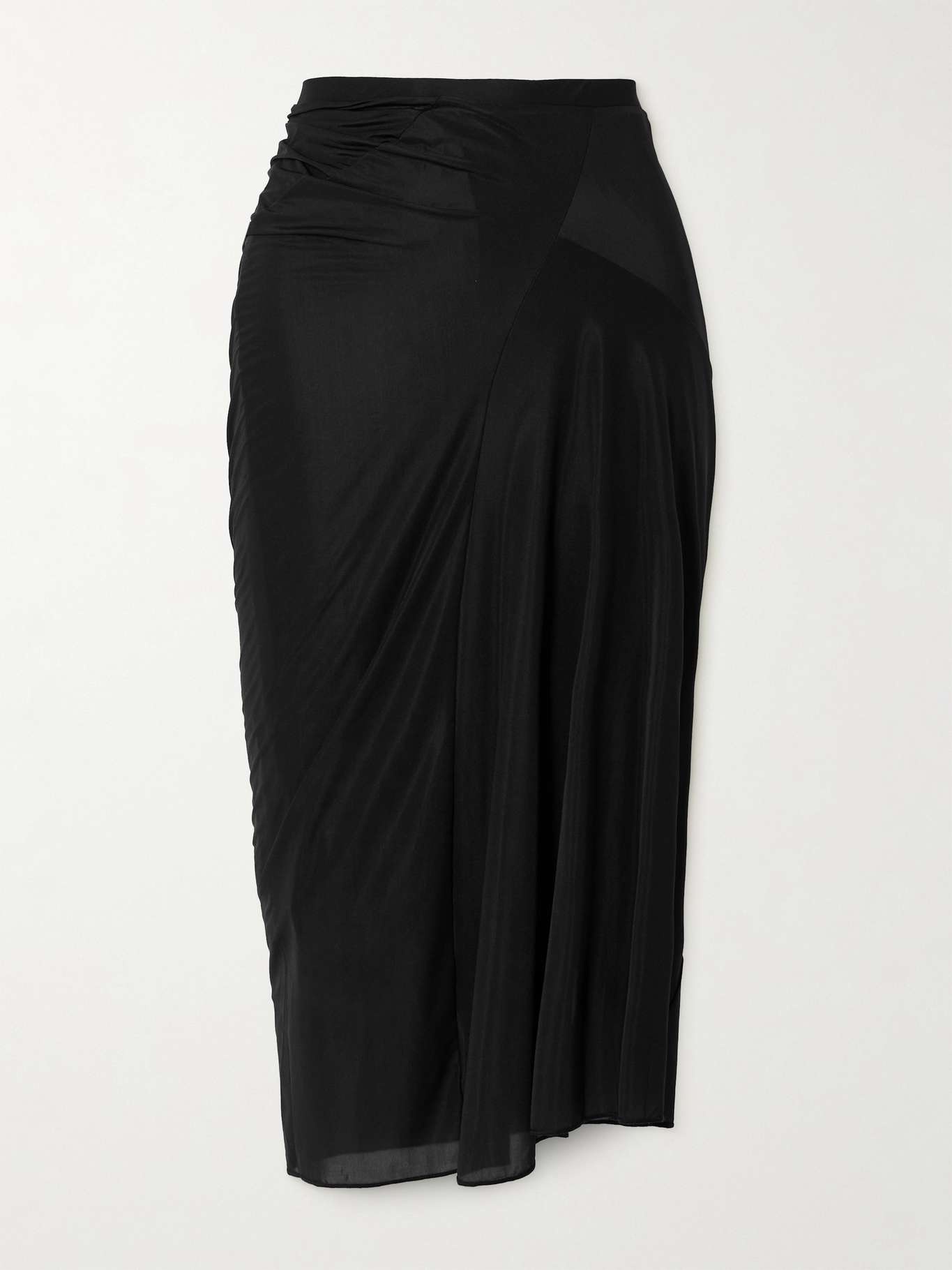 Gathered satin-jersey midi skirt - 1