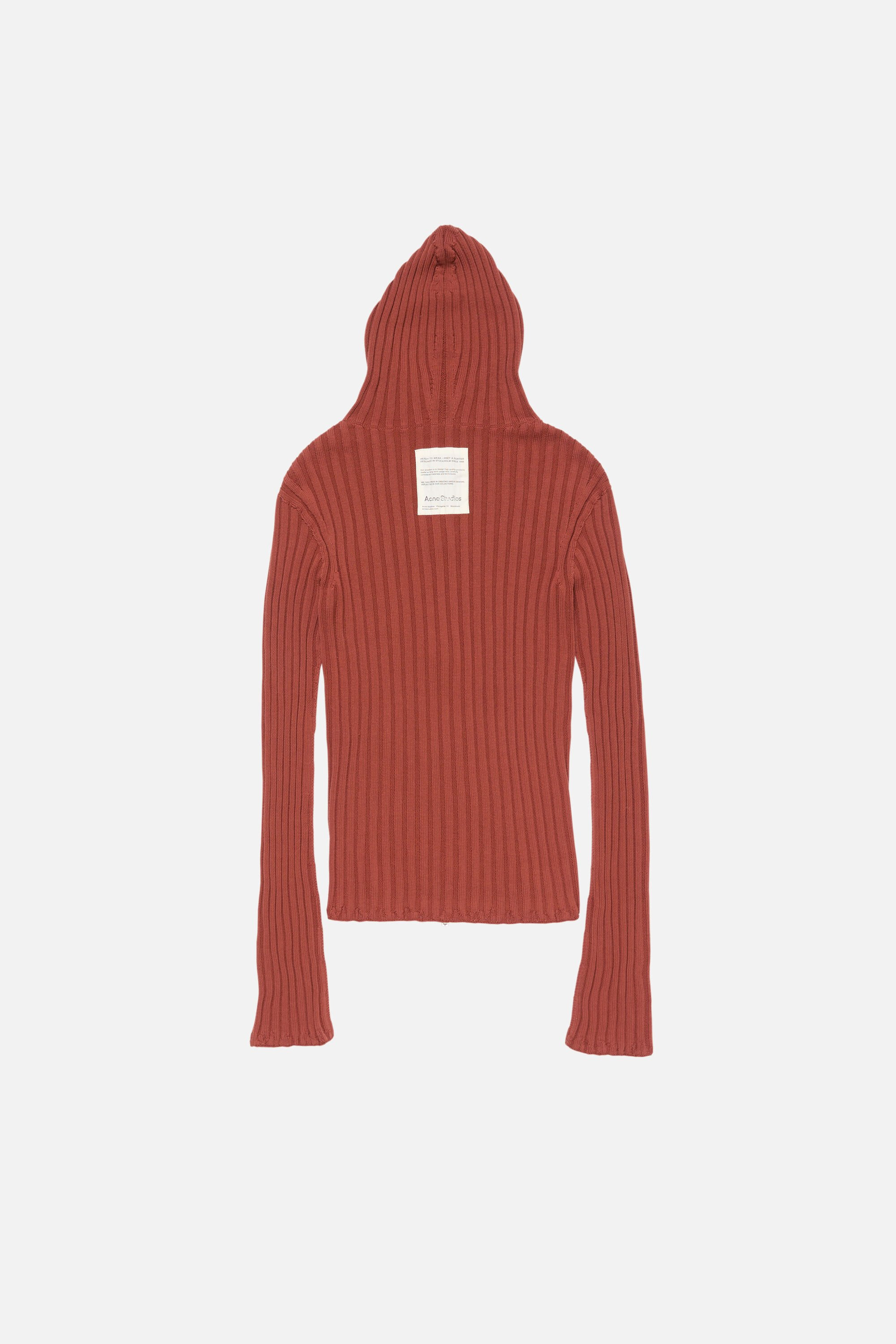 Zip-up hooded cardigan - Terracotta red - 6