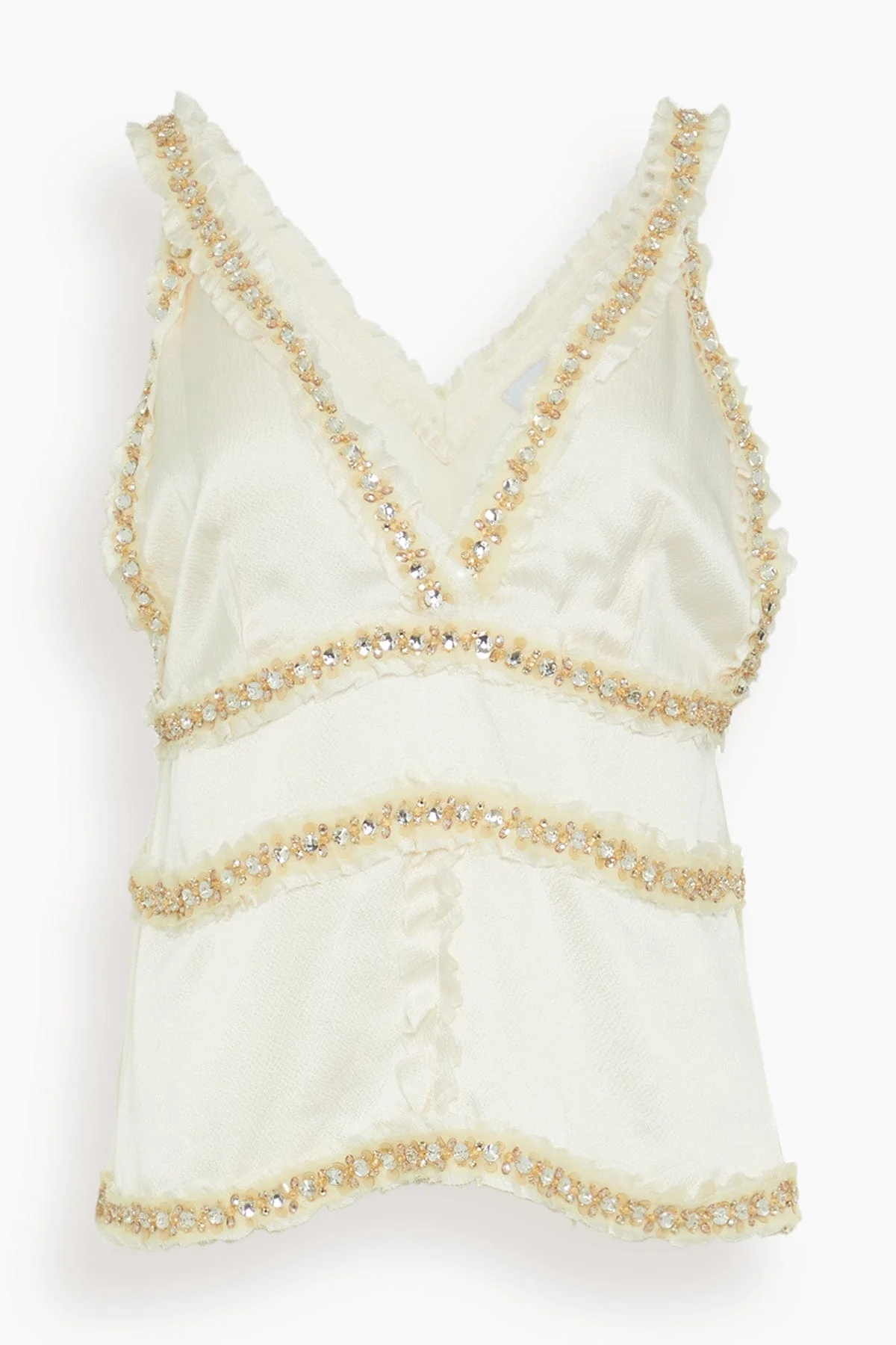 Maisy Embellished Silk Top in Ivory - 1