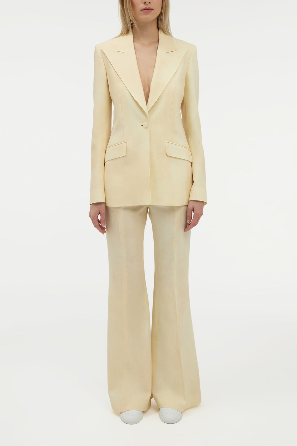 Leiva Blazer in Ivory Virgin Wool - 3