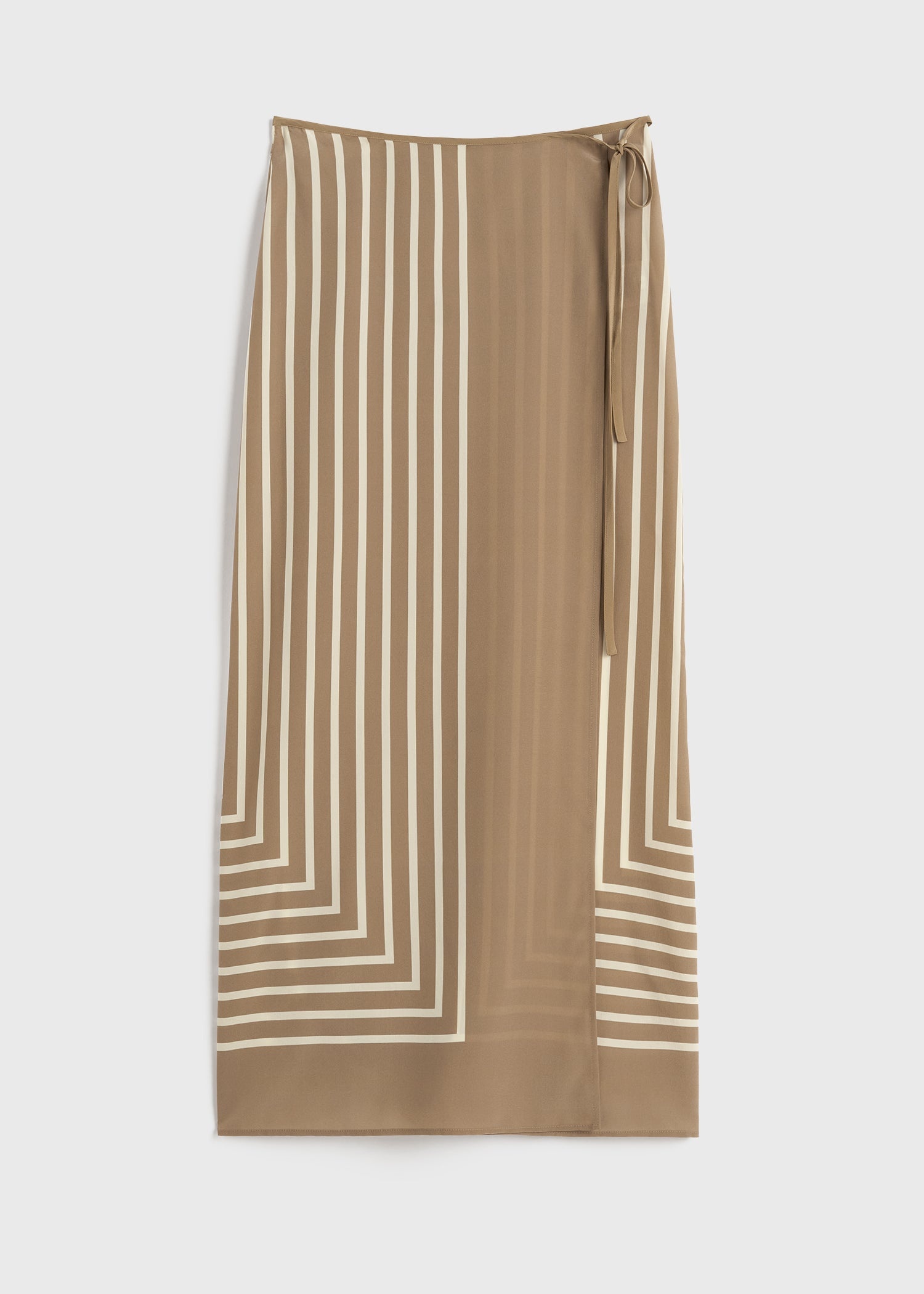 Monogram silk wrap skirt camel/white - 1