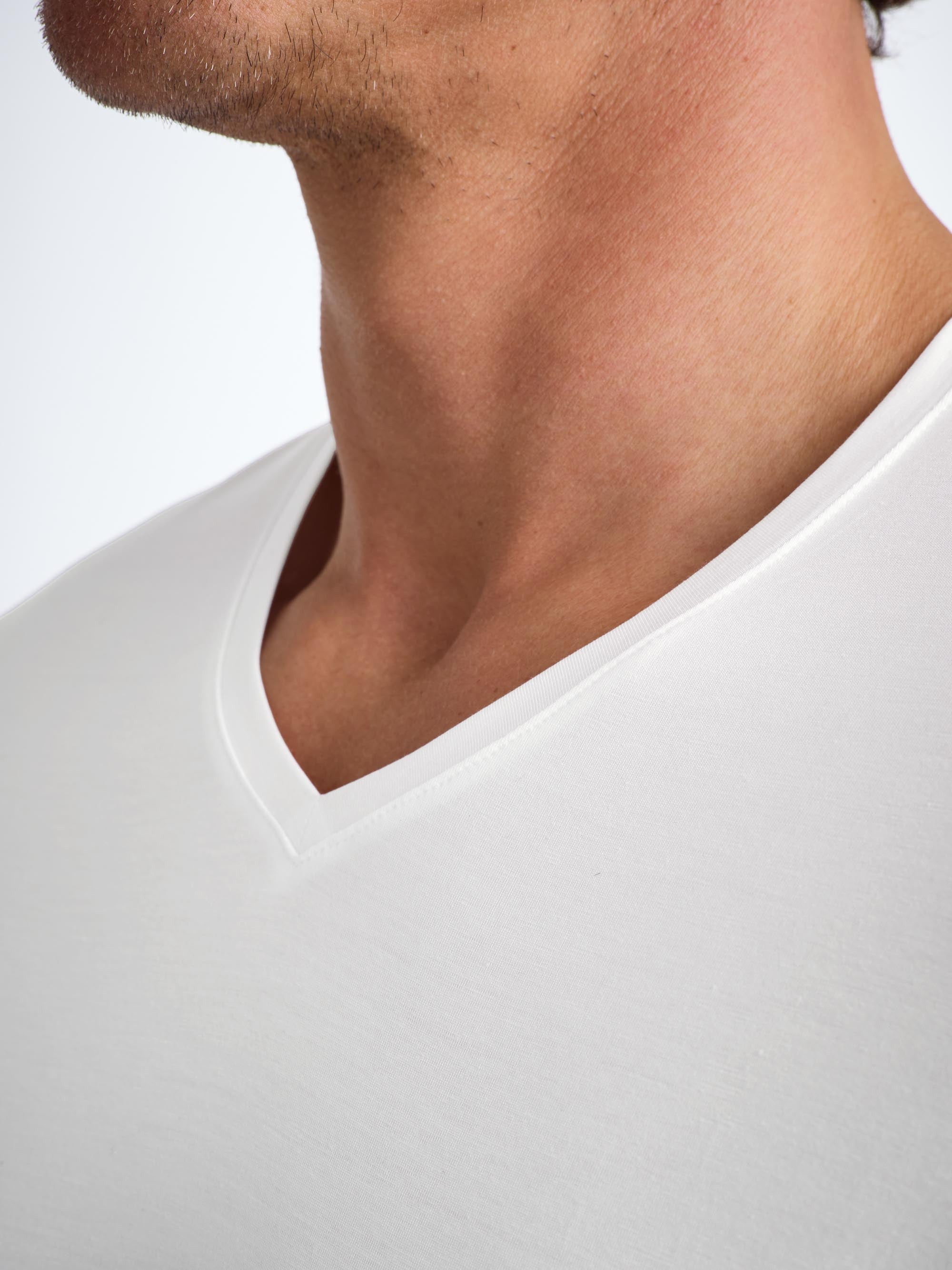Men's V-Neck T-Shirt Basel Micro Modal Stretch White - 6