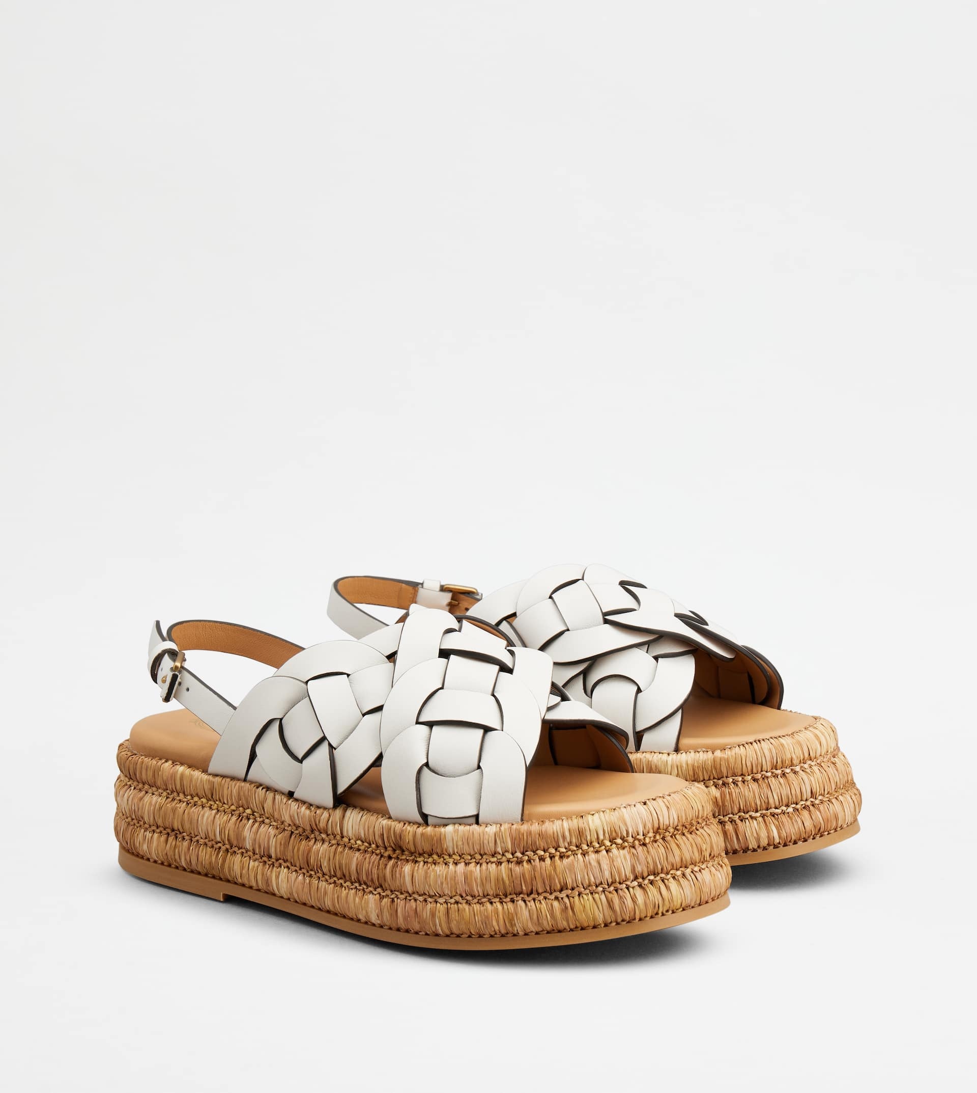 PLATFORM SANDALS IN LEATHER - WHITE - 2