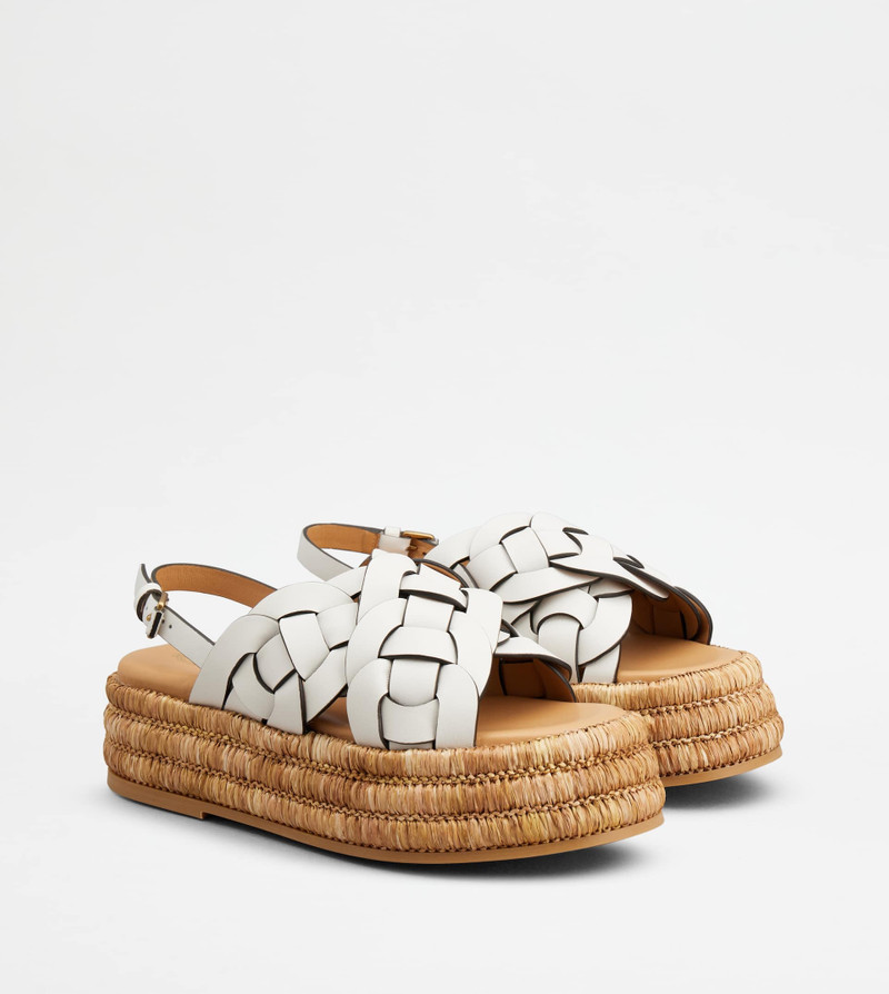 Tod's PLATFORM SANDALS IN LEATHER - WHITE outlook