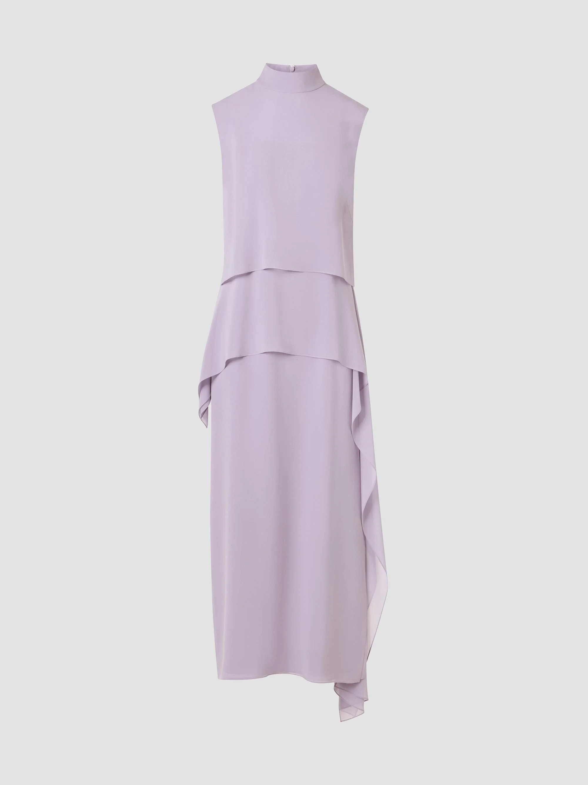 Women's Silk Layered Mock-Neck Midi Dress - Malva - 1