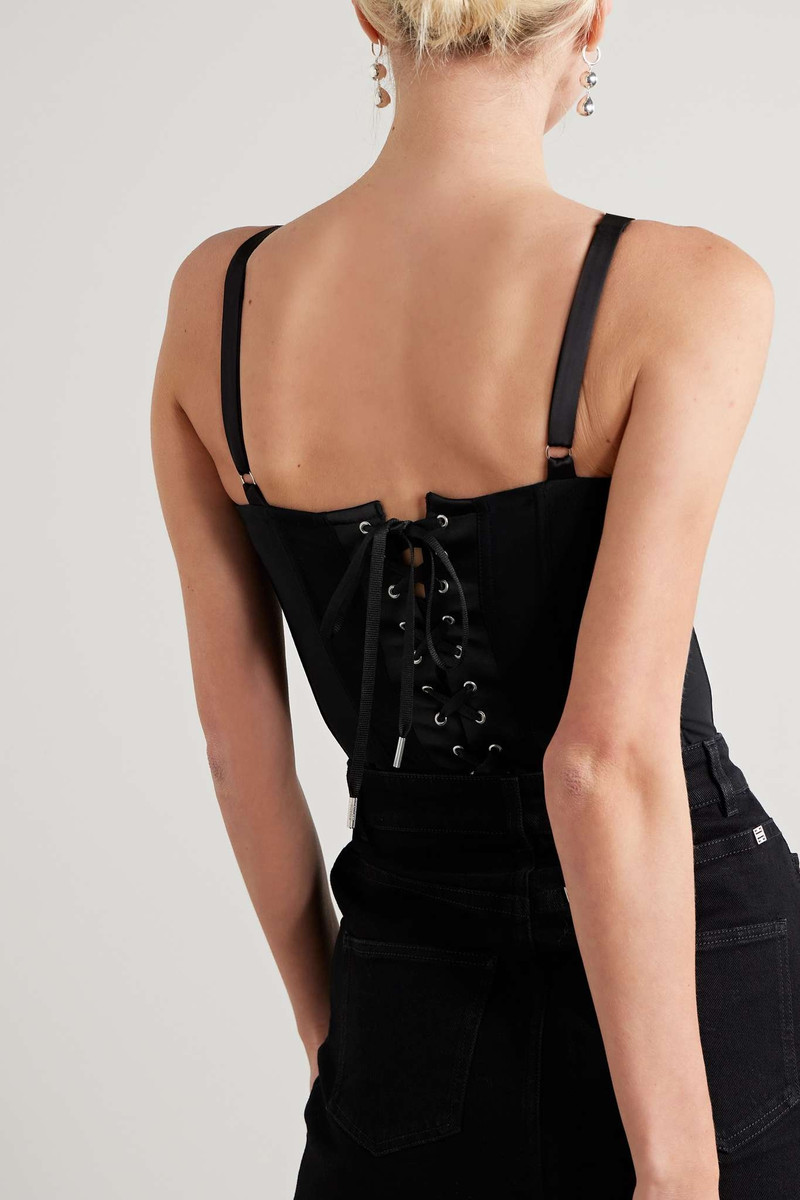 Crepe-trimmed quilted satin thong bodysuit 4